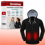 Sudadera térmica Ornishop X con sistema de calefacción integrado, vista frontal en color negro