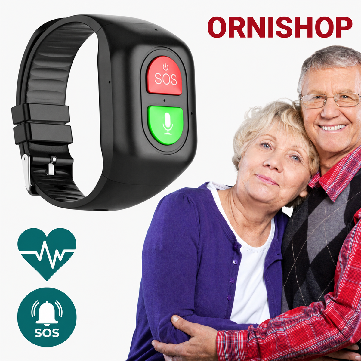 Smartwatch 4G con GPS y botón SOS para personas mayores mostrando pantalla principal