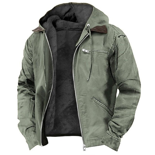 Detalle del diseño clásico de la Chaqueta Atlas con cremallera y capucha.