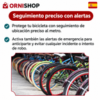 Detalle de rastreador GPS compacto mostrando compatibilidad con aplicaciones Find My en smartphone