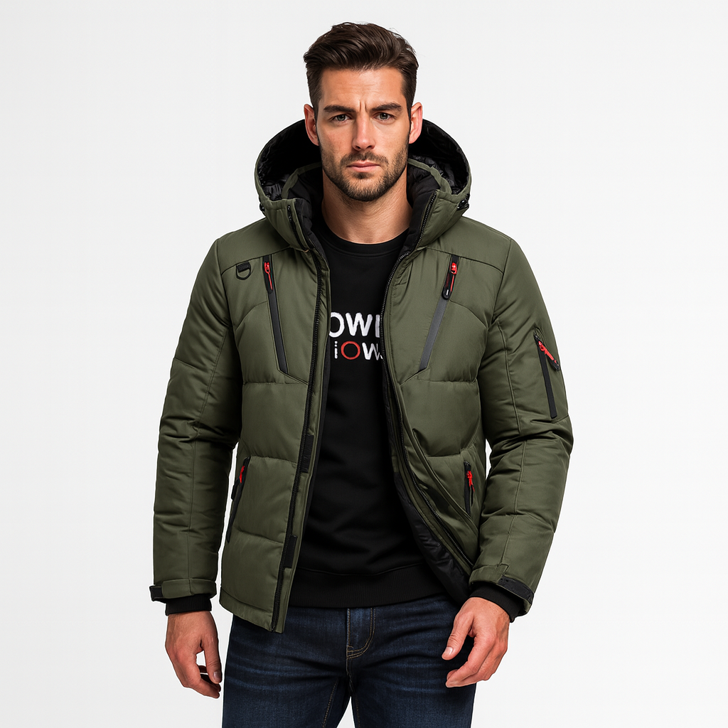 Detalle del exterior impermeable y cortaviento de la cazadora Nordfall