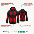 Detalle del panel de control y botón de temperatura de la chaqueta Ornishop X