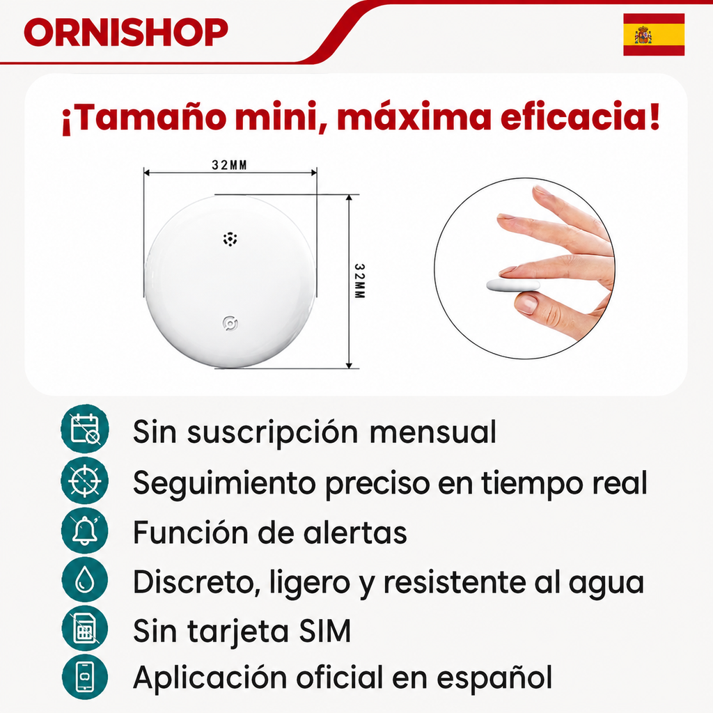 Dispositivo GPS compacto para perros y gatos compatible con Apple y Android Find My