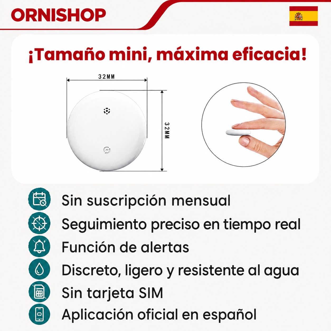 Dispositivo GPS compacto para perros y gatos compatible con Apple y Android Find My