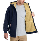 Detalle de la cremallera frontal y capucha de la chaqueta TOMMY