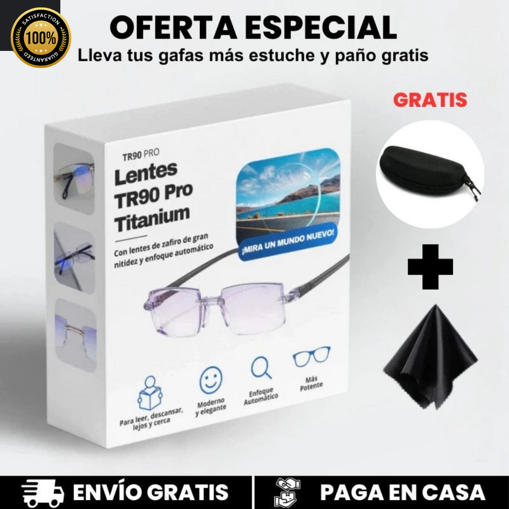 Gafas progresivas inteligentes mostrando la tecnología de enfoque automático para visión clara a cualquier distancia