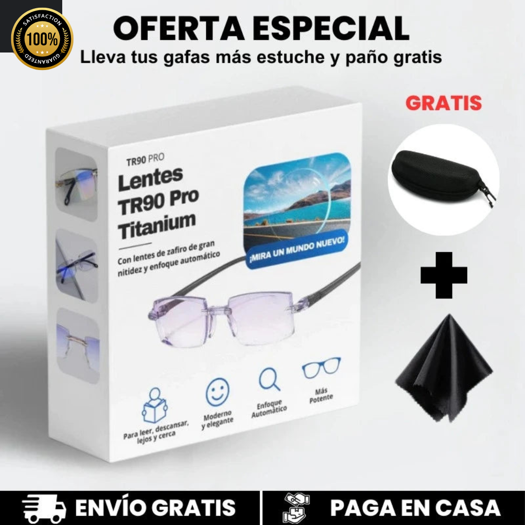Gafas progresivas inteligentes mostrando la tecnología de enfoque automático para visión clara a cualquier distancia