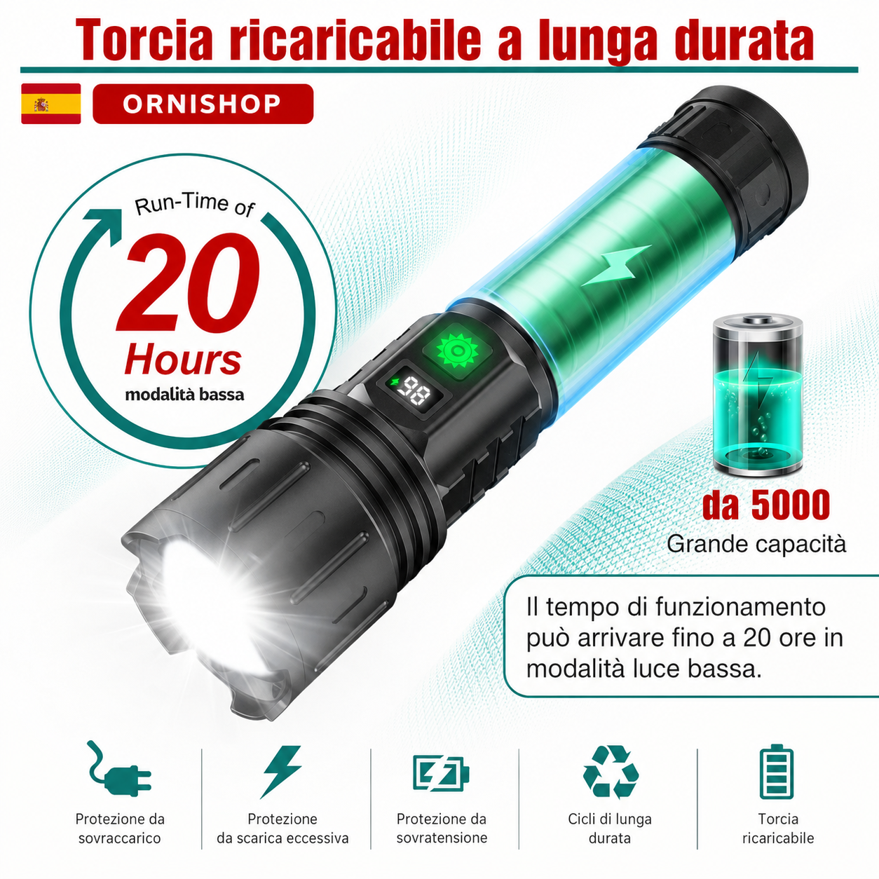 Linterna táctica compacta de aluminio aeronáutico con diseño portátil y resistente