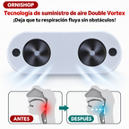 Dispositivo anti-ronquidos portátil en uso, demostrando su diseño compacto y discreto