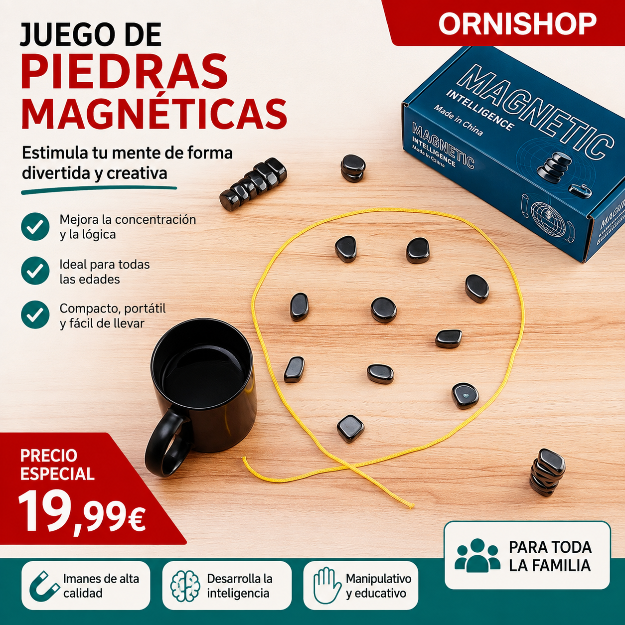 ChessMag tablero magnético portátil con todas las piezas de ajedrez incluidas para jugar en cualquier lugar.
