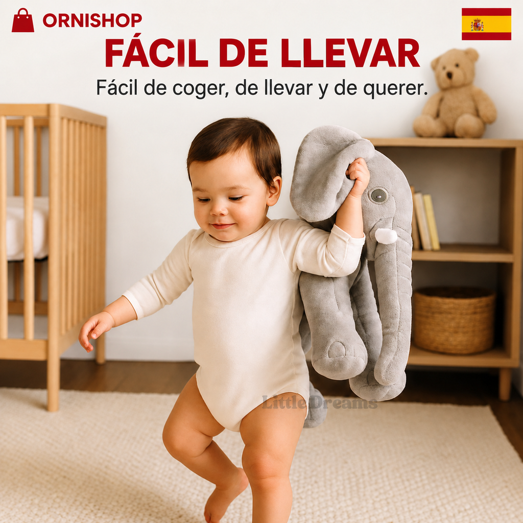 Cojín Elefante de Peluche | Suave, Mullido y Perfecto para Descanso y Juegos de Bebés