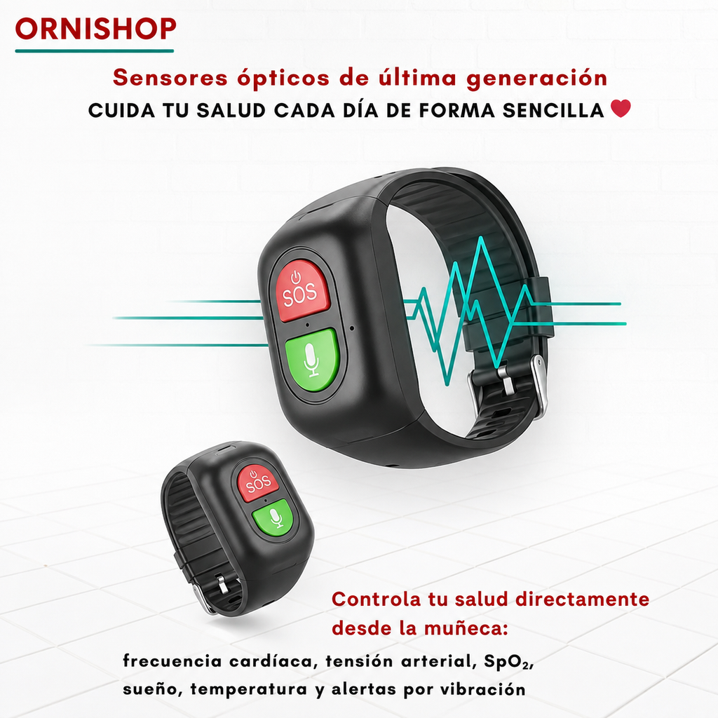 Smartwatch 4G mostrando funciones de monitorización de salud y llamadas directas