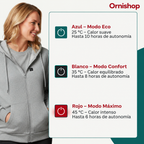 Sudadera calefactable Ornishop X en uso exterior, demostrando confort térmico en ambiente frío