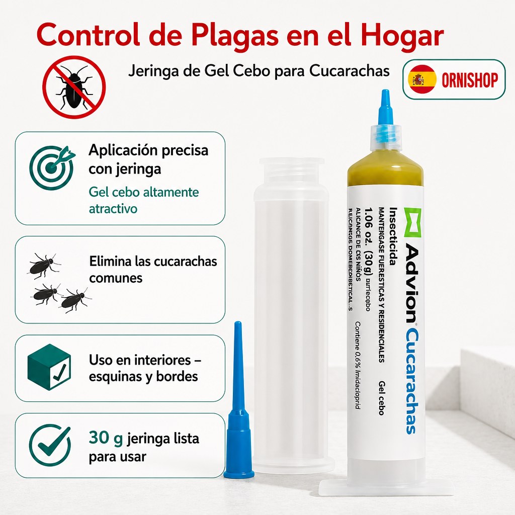Jeringa de gel cebo para cucarachas, fácil de usar en rincones y grietas del hogar