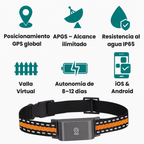 Aplicación móvil gratuita del localizador GPS mostrando rastreo en tiempo real y zona de seguridad virtual.