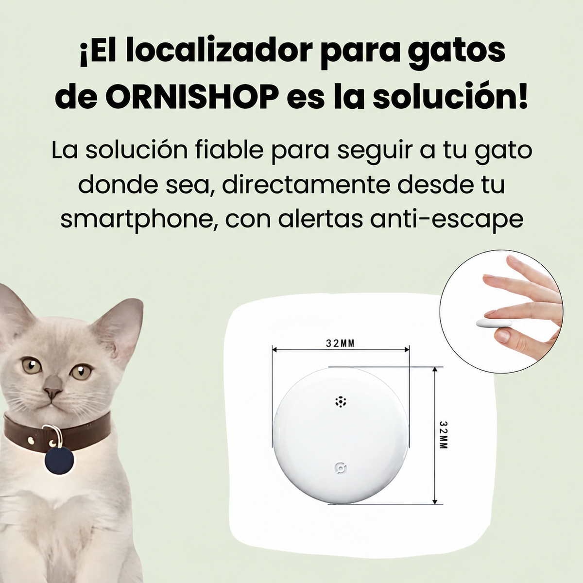 Rastreador GPS para Mascotas Sin Cuotas – Localización Mundial Apple y Android Find My – Autonomía 12 Meses