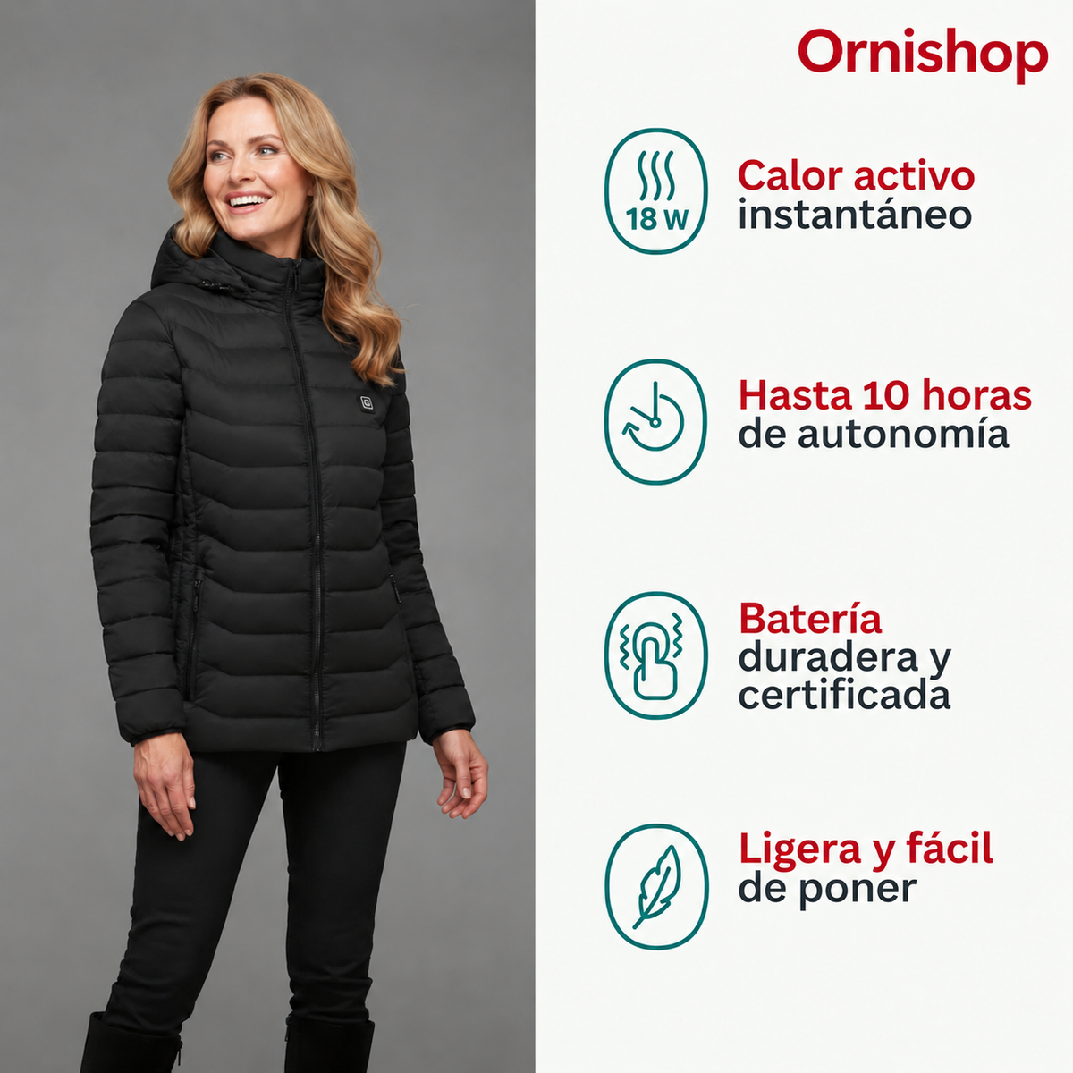 Chaqueta calefactable para mujer Ornishop X