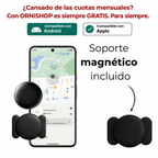 Pila CR2032 incluida con rastreador GPS sin suscripción mostrando autonomía de 24 meses