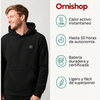 Confección y acabados de calidad de la sudadera con calefacción Ornishop X