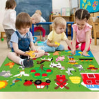 Actividades educativas con el tablero de fieltro Montessori temática granja