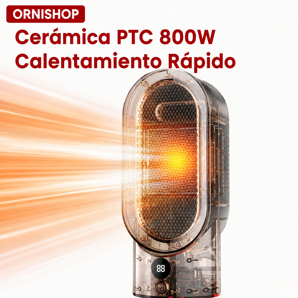 Calefactor compacto enchufado a la pared, funcionamiento silencioso y bajo consumo energético para ahorro en facturas