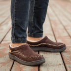 Zapatillas ortopédicas hombre con exterior microsuede y forro de felpa lavables a máquina