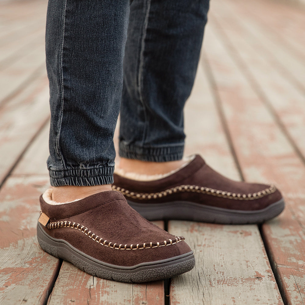 Zapatillas ortopédicas hombre con exterior microsuede y forro de felpa lavables a máquina