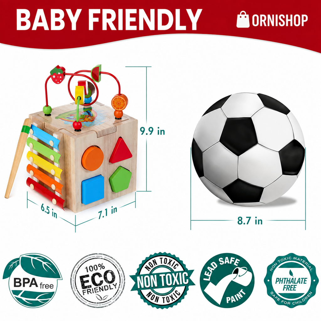 Vista completa del cubo Montessori MINDBLOX con todas sus caras educativas para desarrollo infantil