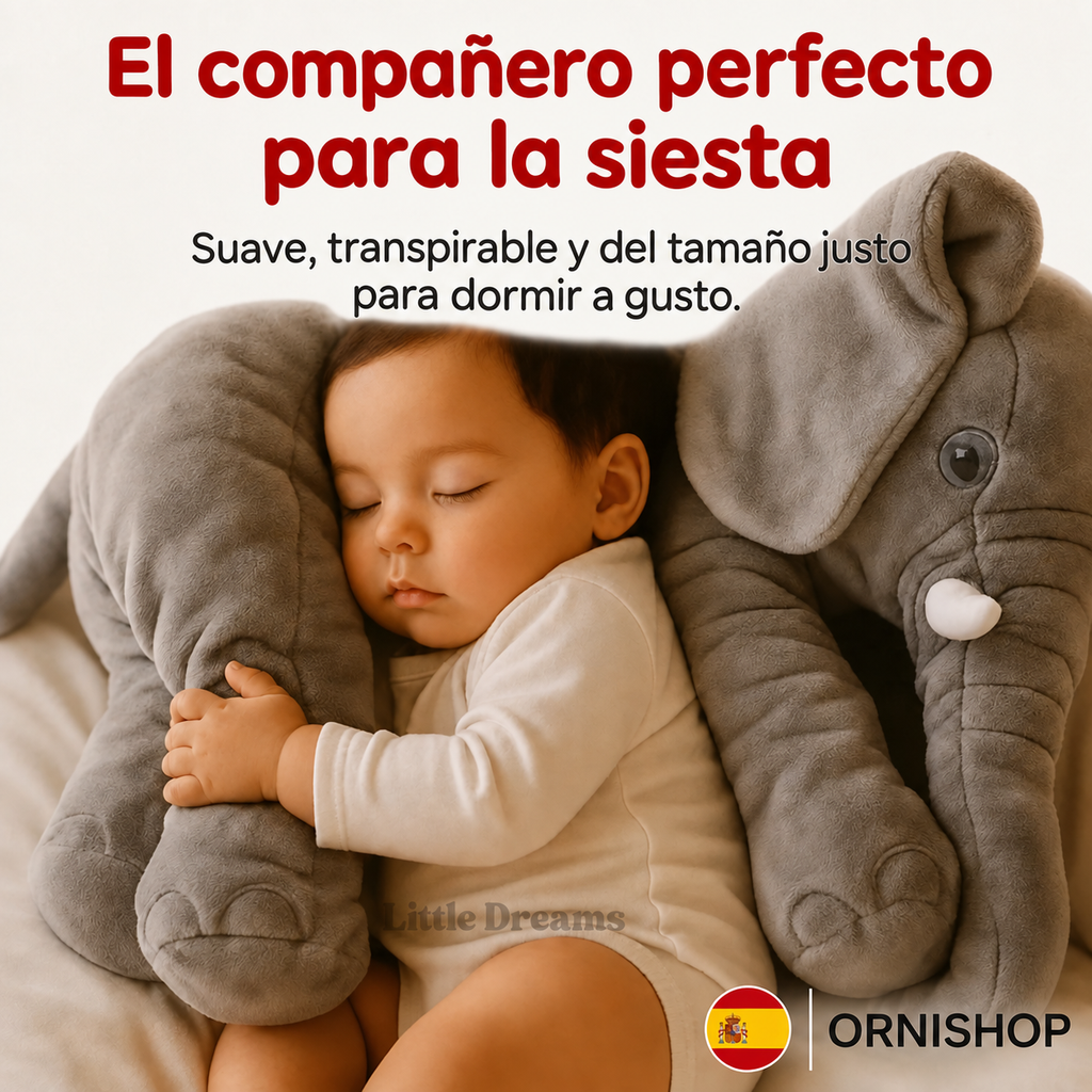 Cojín Elefante de Peluche | Suave, Mullido y Perfecto para Descanso y Juegos de Bebés