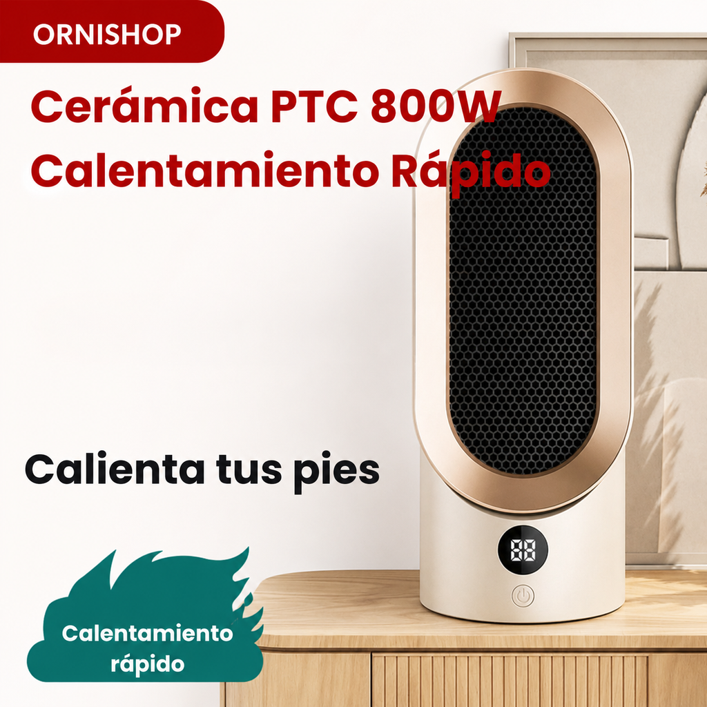 Calefactor portátil en uso doméstico, proporciona calor instantáneo y dirigido en cualquier habitación de la casa