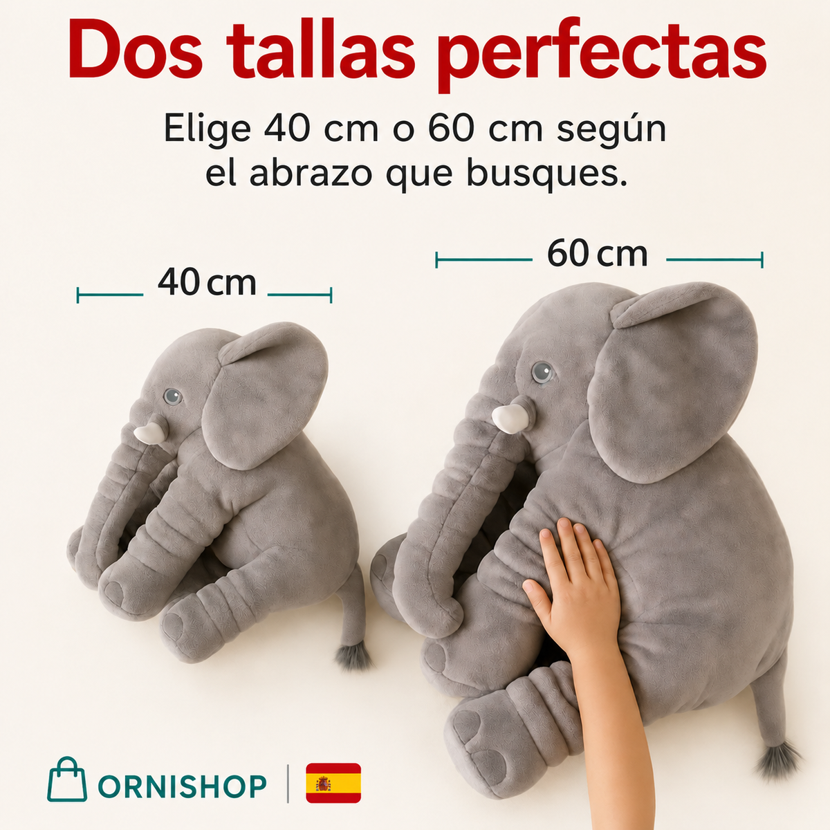 Cojín Elefante de Peluche | Suave, Mullido y Perfecto para Descanso y Juegos de Bebés
