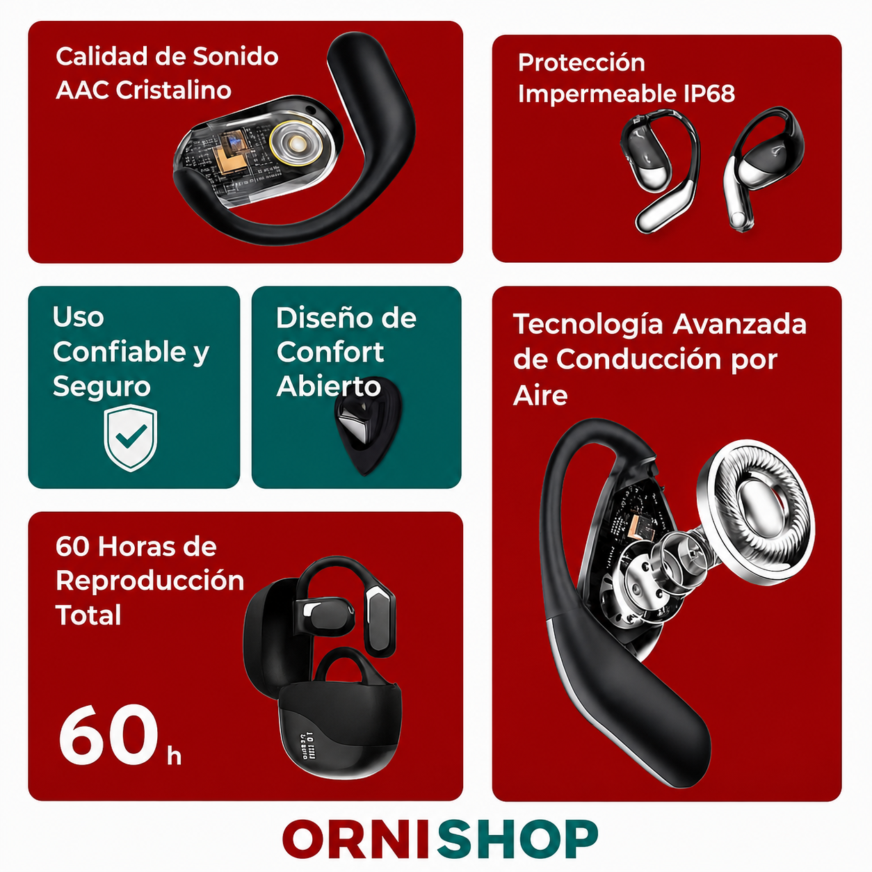 Comparativa de tamaño de los auriculares traductores con estuche compacto