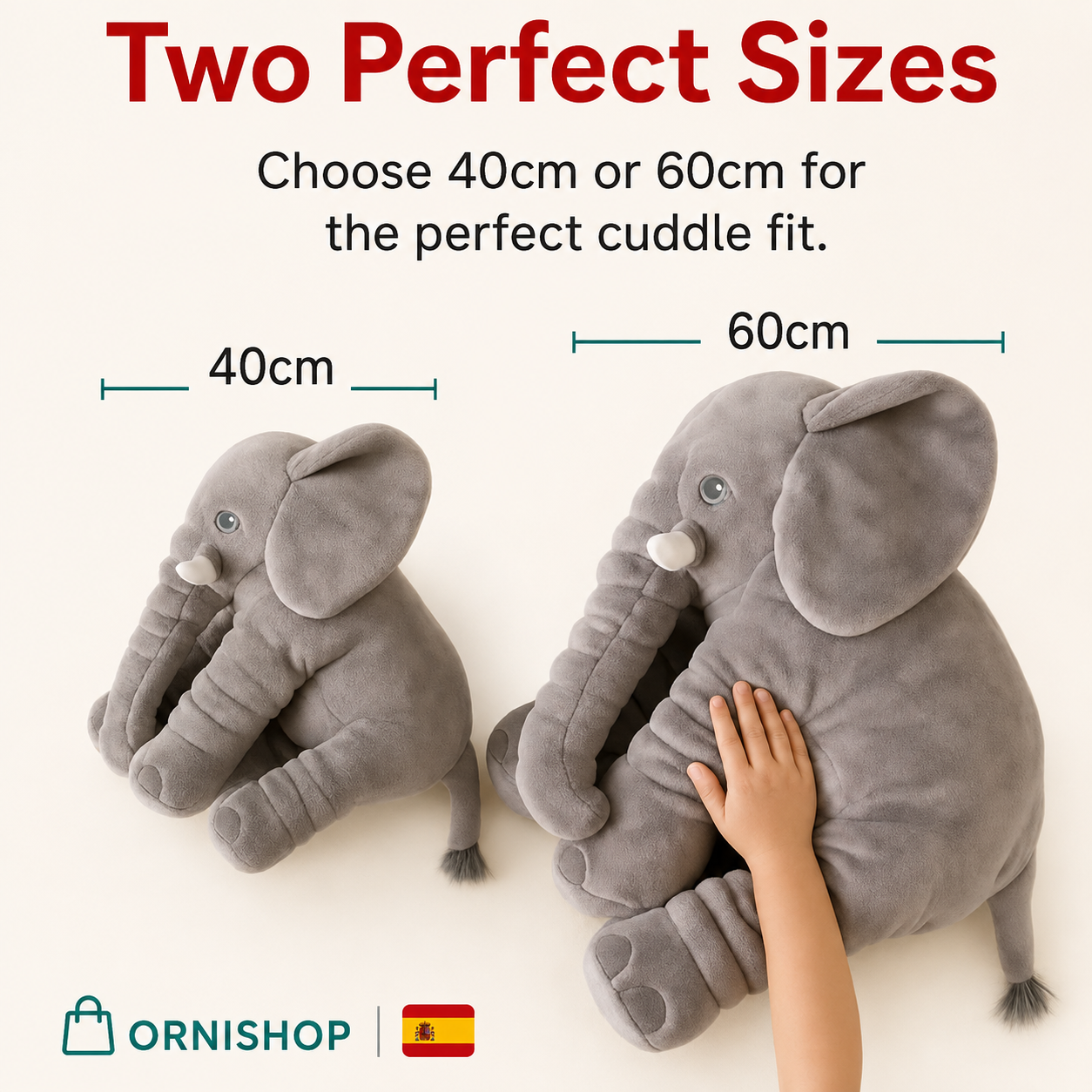 Cojín elefante de peluche en color rosa para bebé