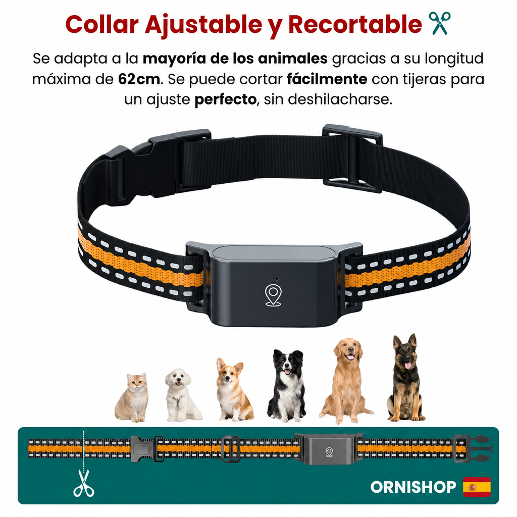 Localizador GPS para mascotas sin cuotas mensuales con cobertura global mediante tarjeta SIM