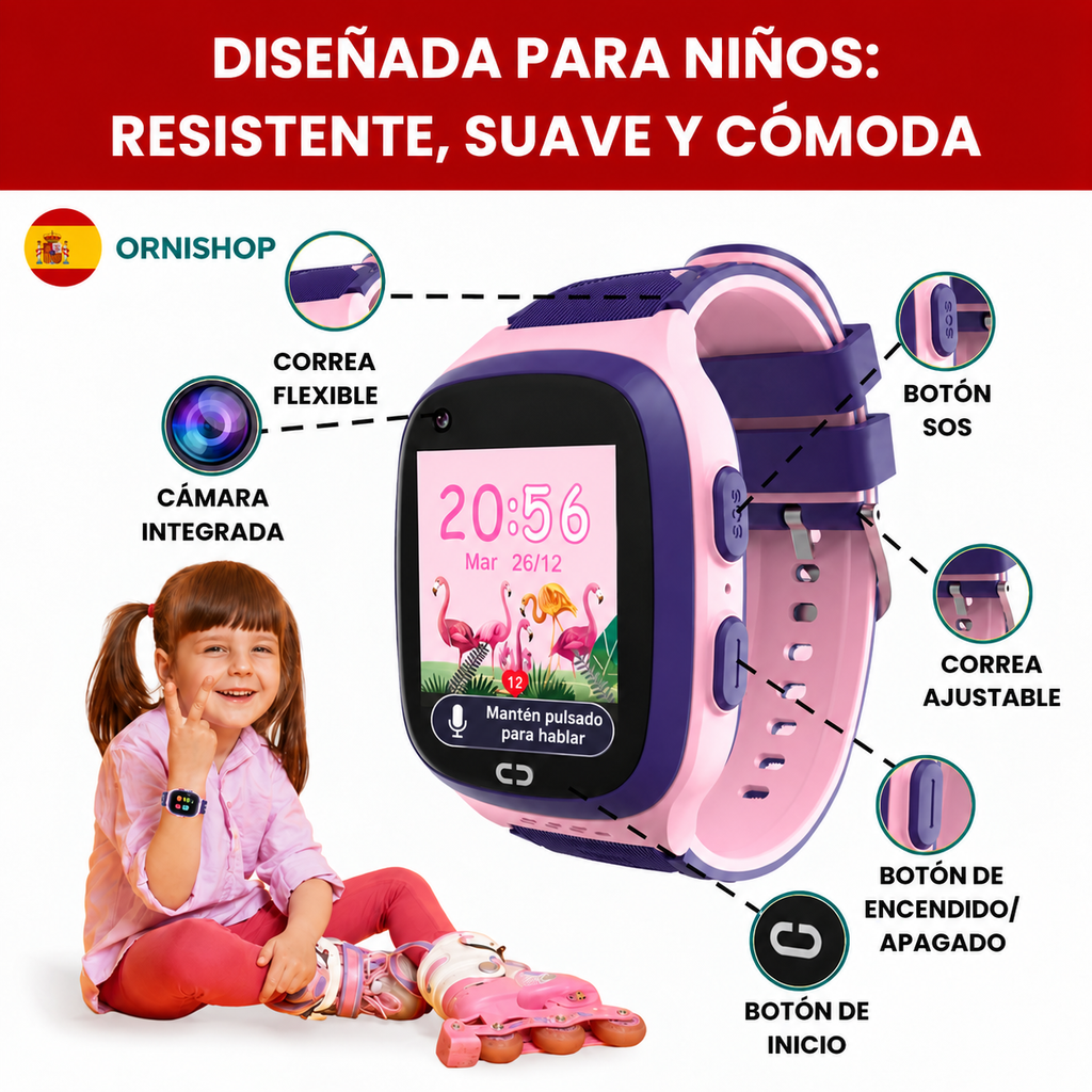 Smartwatch Infantil con GPS 4G y Llamadas – Seguridad Total sin Cuotas