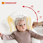 Cojín ergonómico ORNISHOP en uso diario con bebé durmiendo plácidamente