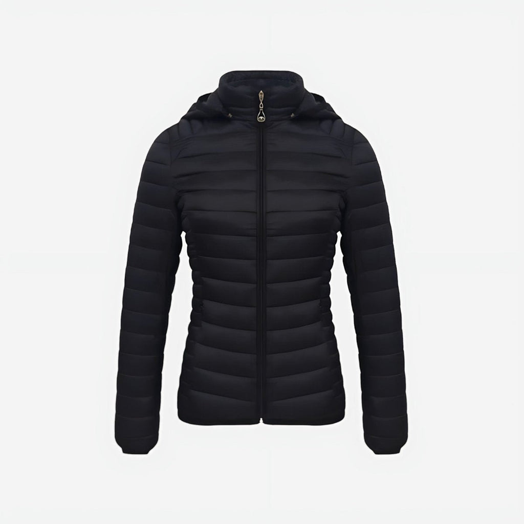 Detalle de los bolsillos laterales con cremallera de la chaqueta acolchada ultraligera ORNISHOP