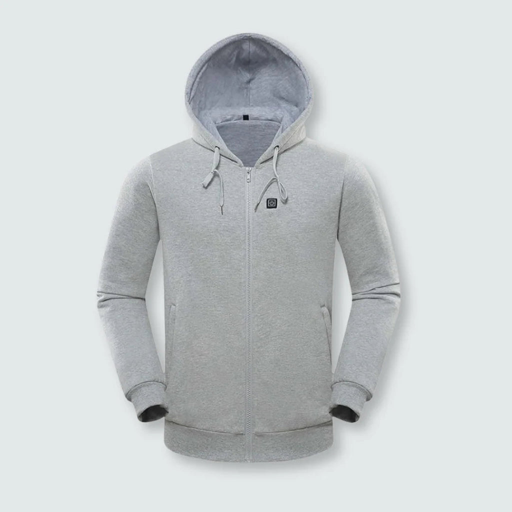 Vista de los acabados y detalles de calidad de la sudadera calefactable Ornishop X