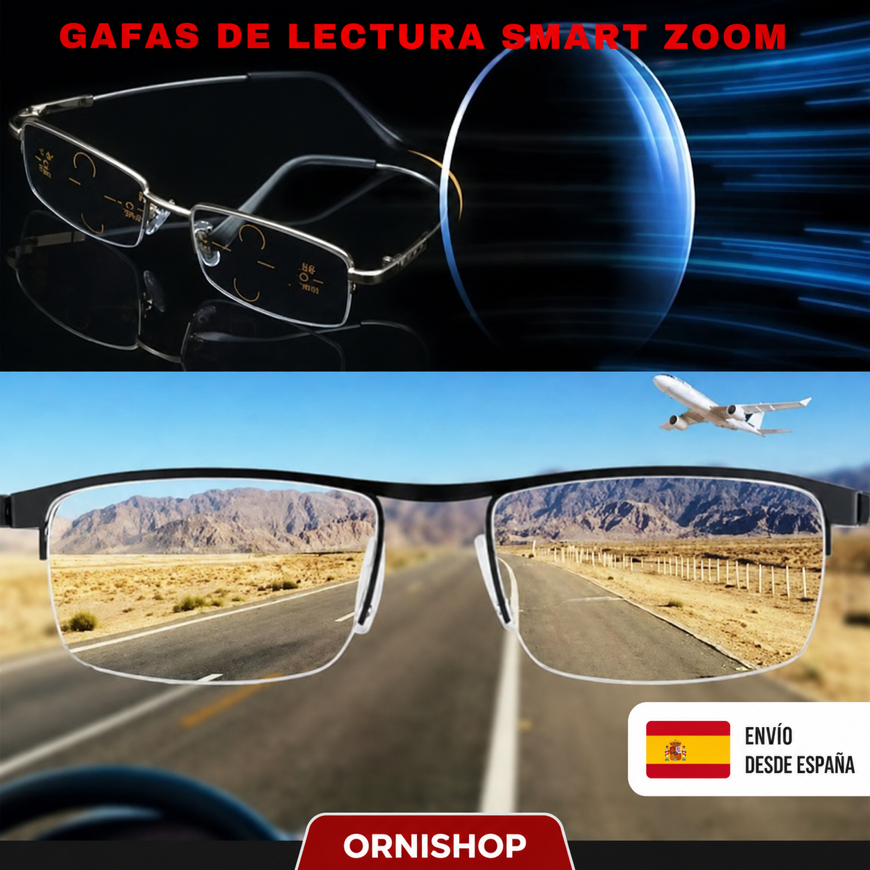 Lentes progresivas inteligentes adaptándose automáticamente a diferentes condiciones de luz