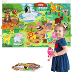 Panel de fieltro Montessori StoryFelt decorando habitación infantil con temática granja