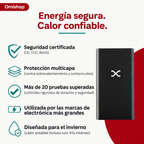 Zonas calefactables del chaleco Ornishop X iluminadas, mostrando distribución del calor en espalda y pecho
