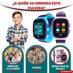 Niño usando smartwatch GPS con geolocalización en tiempo real