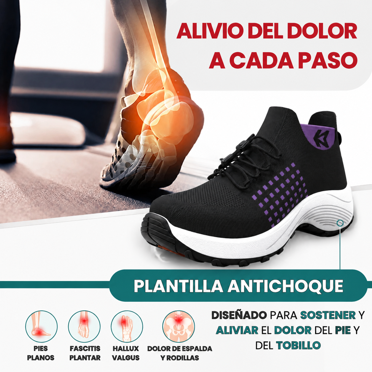 Zapatillas Orthofit en color azul marino con soporte para espolón calcáneo y artritis.