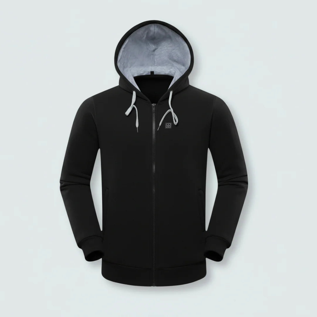 Detalle de las zonas calefactadas en espalda y pecho de la sudadera Ornishop X
