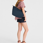 Bolso Longchanp Le Pliage en gris acero con cierre de cremallera