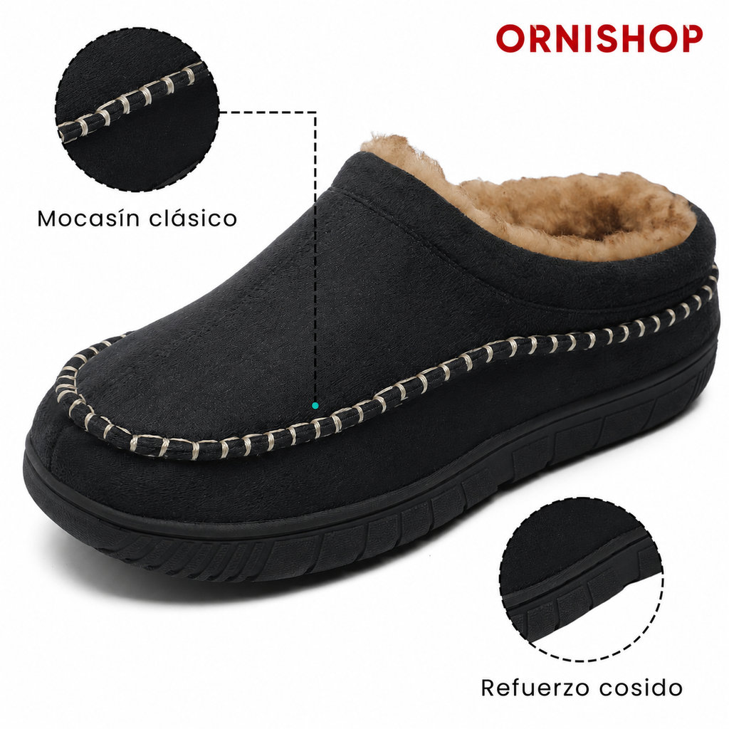 Zapatillas ortopédicas de casa para hombre en color negro con cierre sin cordones