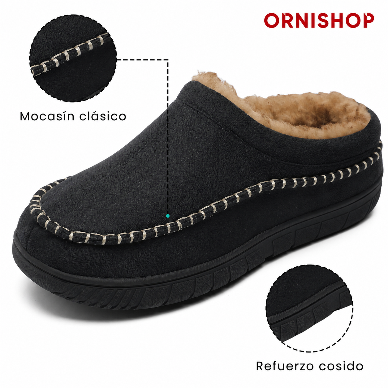 Zapatillas ortopédicas de casa para hombre en color negro con cierre sin cordones