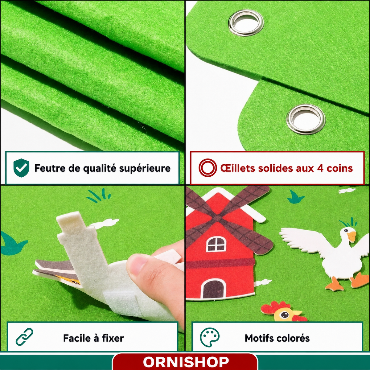 Niños compartiendo juego con panel de fieltro Montessori de granja