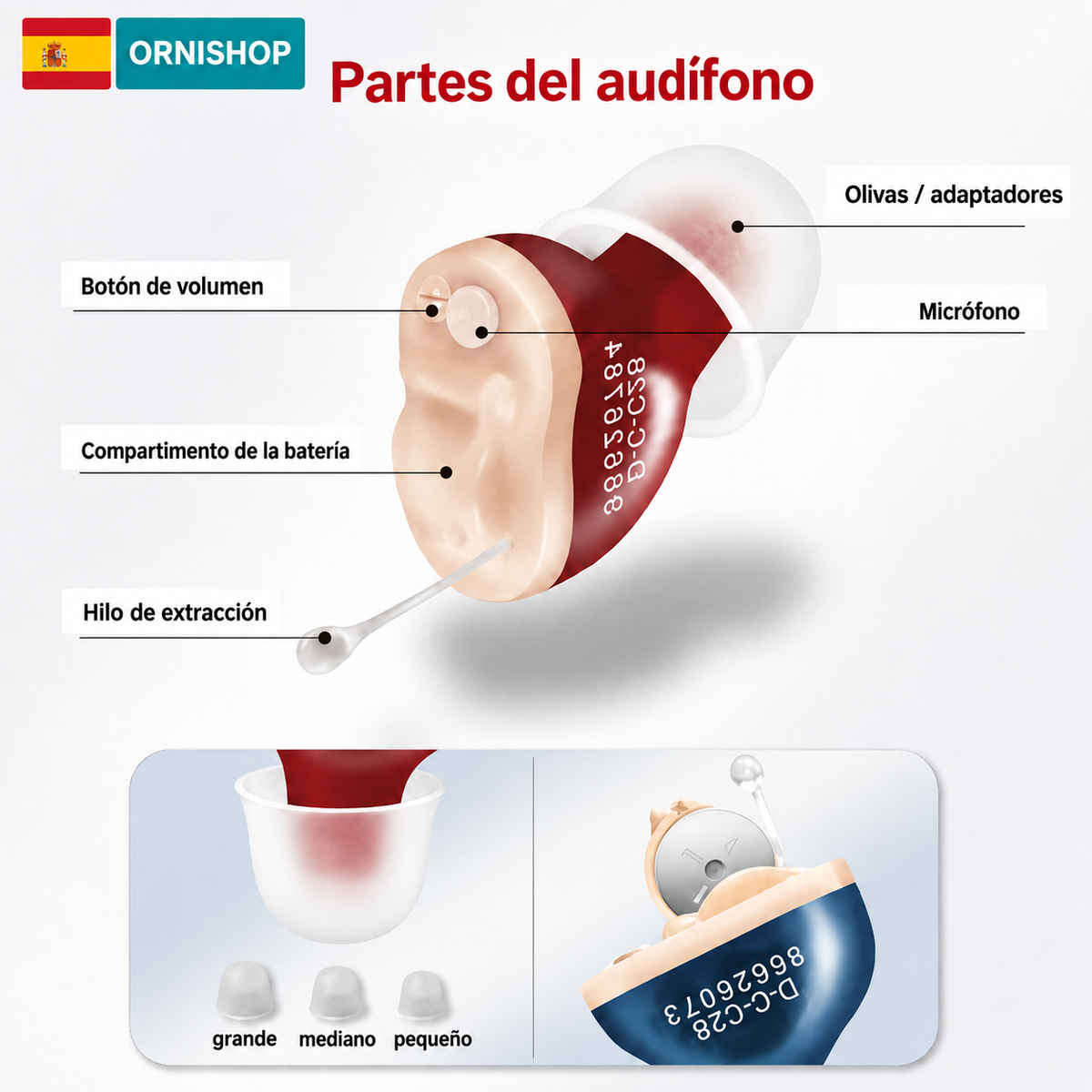 Audífono Digital Recargable Invisible - Ayuda Auditiva Discreta y Resistente al Agua | ClearPro