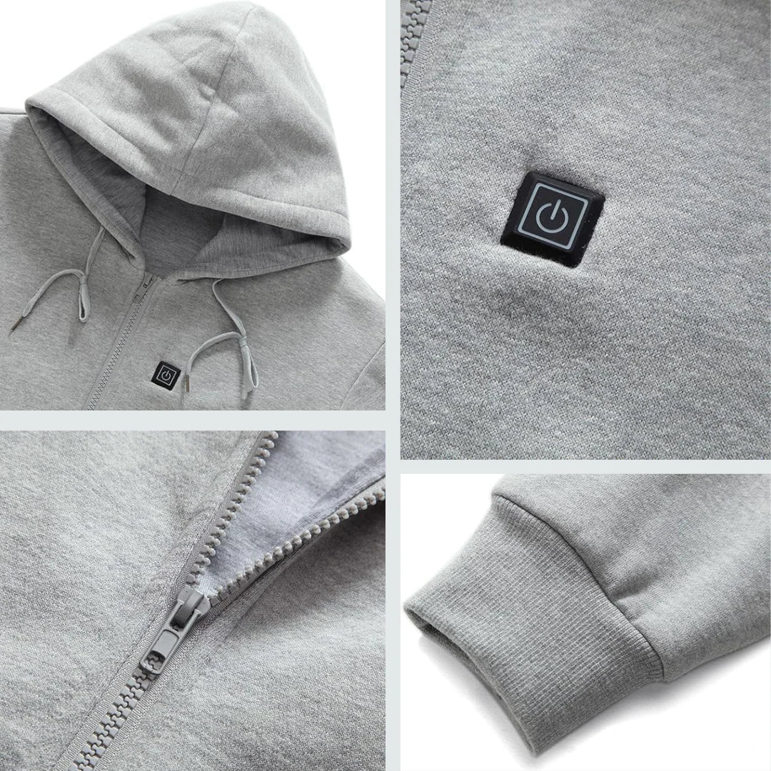 Sudadera calefactable Ornishop X plegada mostrando compacidad y portabilidad del producto